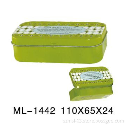 cosmetics tin can with hinge